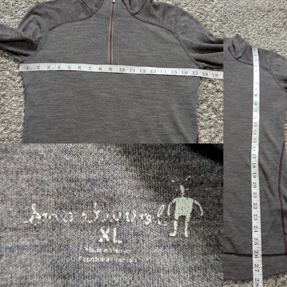 Smartwool Tan 1/4 Zip Lightweight Base Layer Merino Wool Pullover Sweater XL - Picture 9 of 9